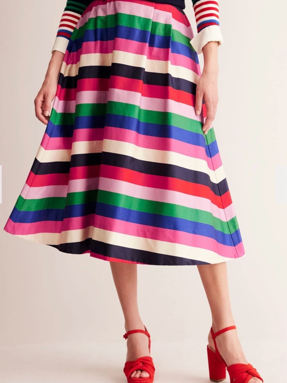 NWT Boden Isabella Cotton Sateen Skirt
Multi Stripe with Pockets - Picture 3 of 6